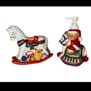 Vintage Christmas Hand-Painted Coin Bank & Soap Dispenser Bundle holiday decor